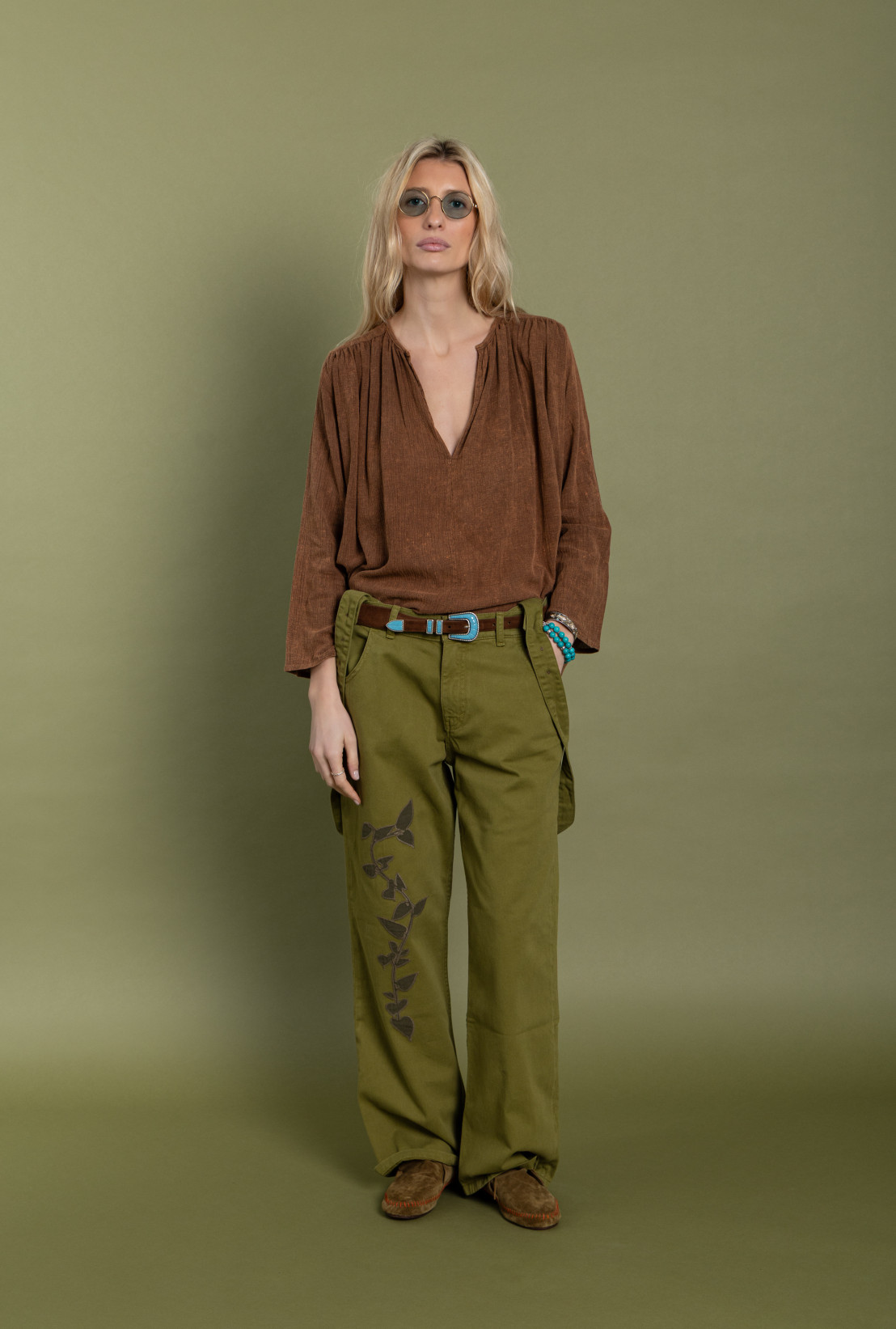 Pantalon à Bretelles Georgia Olive
