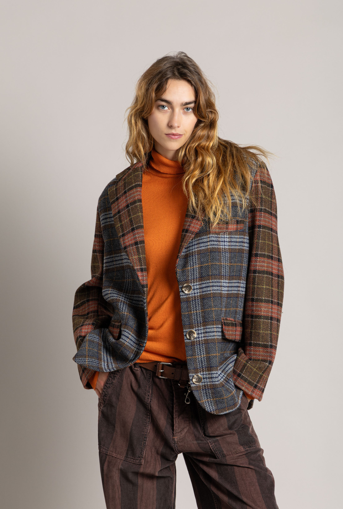 Blazer MESSINA Caramel Checkers
