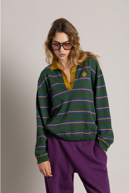 Polo PALERMO Mountain Green Stripes