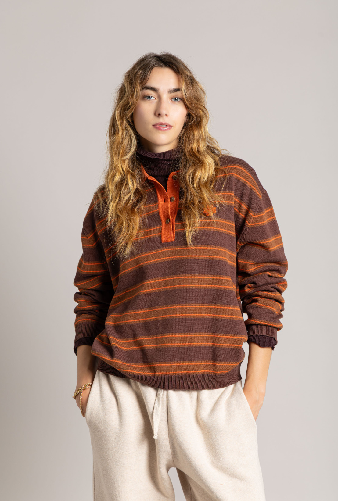 Polo PALERMO Burnt Orange Stripes