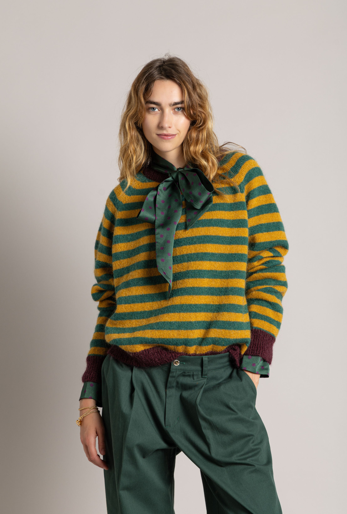 Pull RAVENA Mountain Green Stripes