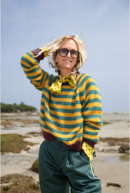Pull RAVENA Mountain Green Stripes